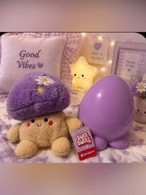 🍄 BumBumz Plush Mushroom Toy - Purple & Tan Cute Stuffed Animal 🍄
